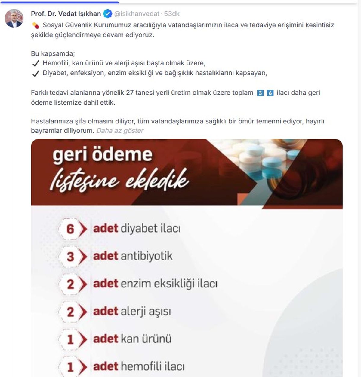 36 ilaç daha SGK'nın geri ödeme listesinde