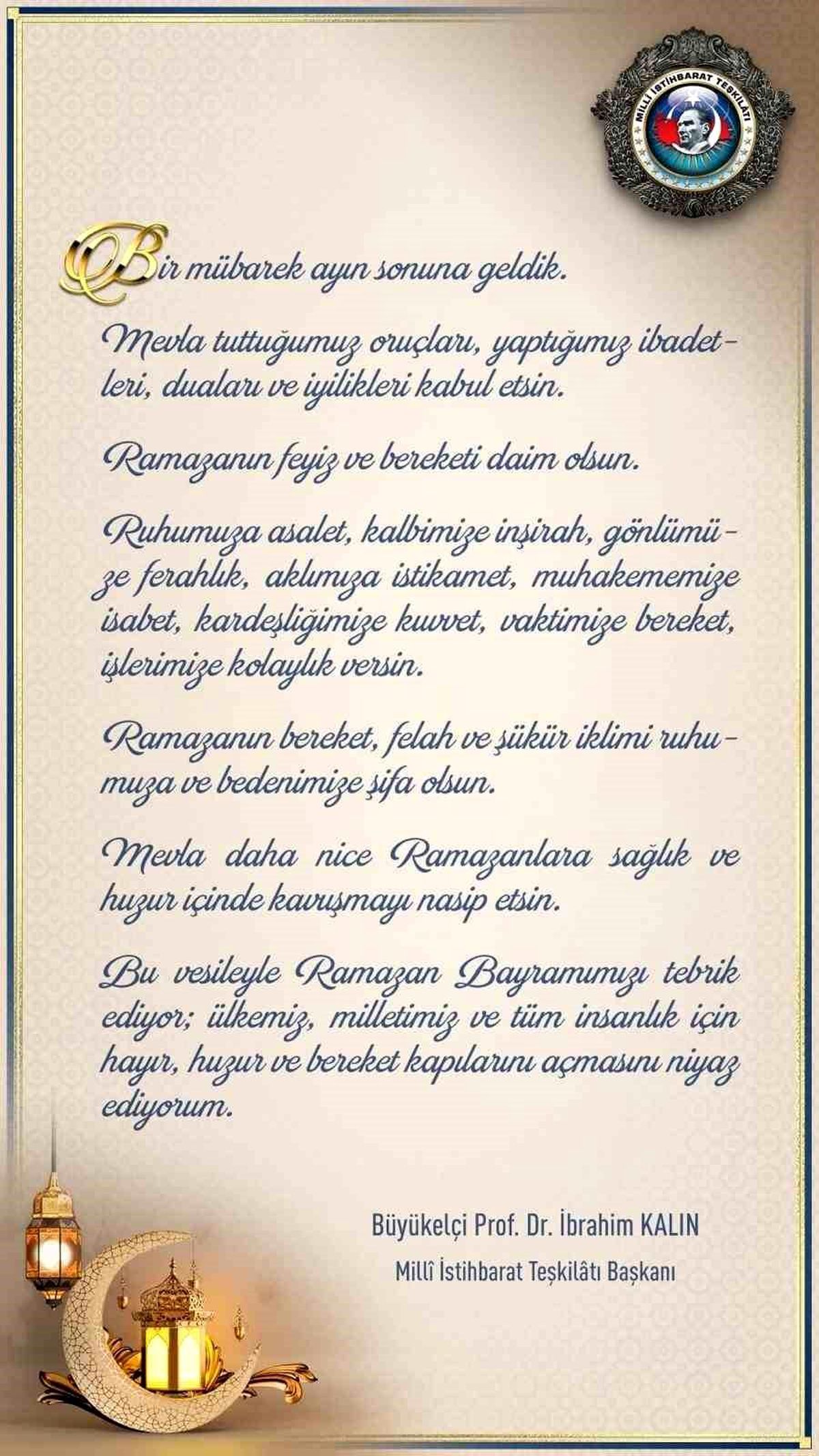 MİT Başkanı Kalın'ın Ramazan Bayramı mesajı