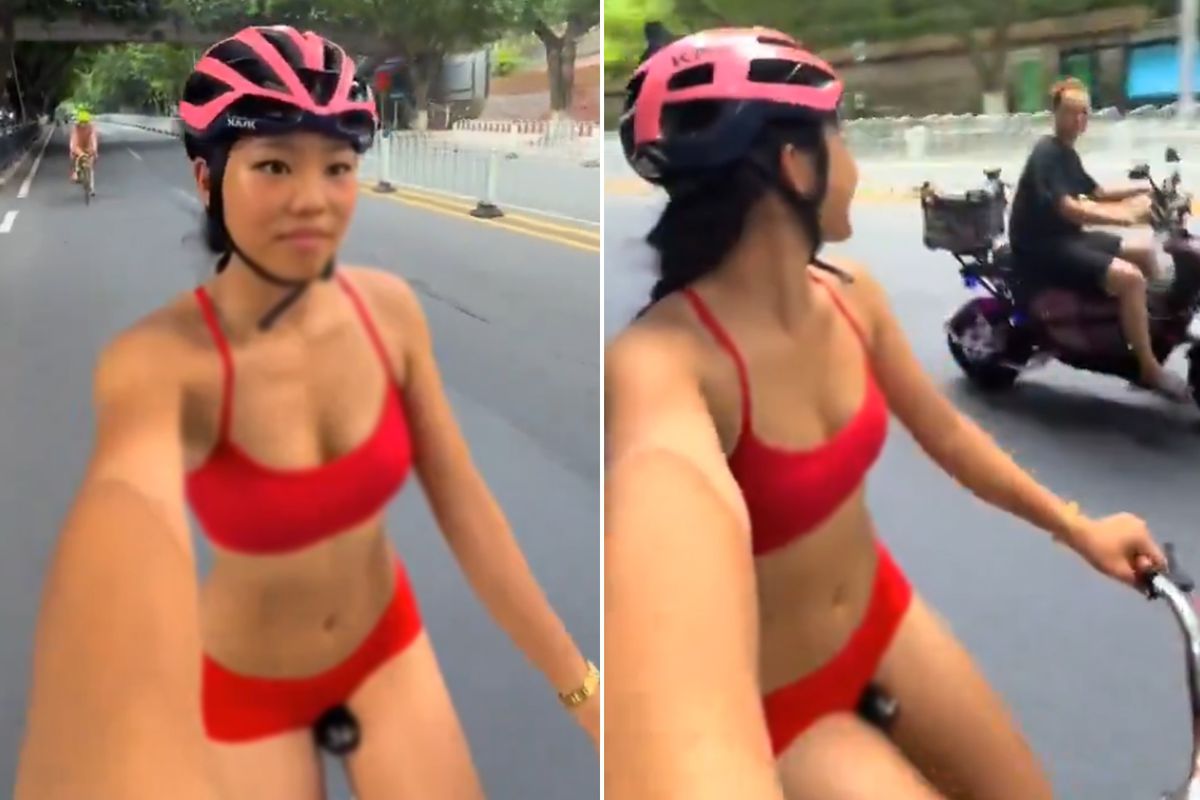 Kırmızı bikinisiyle trafiğe çıktı, 5 kazaya neden oldu