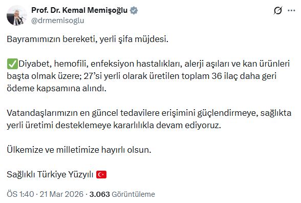 saglik bakani memisoglu 36 ilac daha geri odeme 19676671 3593 m