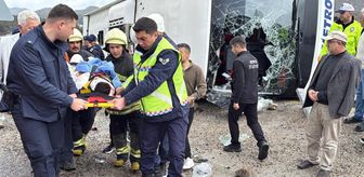Konya'da devrilen yolcu otobüsündeki 20 kişi yaralandı
