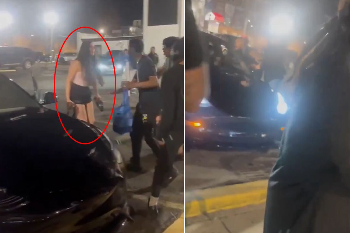 Alkolü fazla kaçıran genç kadın, araçla kalabalığın arasına daldı
