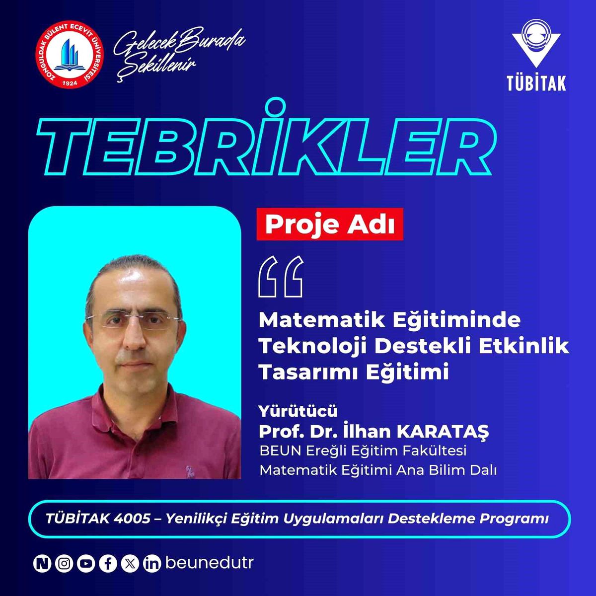BEUN'lu akademisyenin yer aldığı projeye TÜBİTAK'tan destek