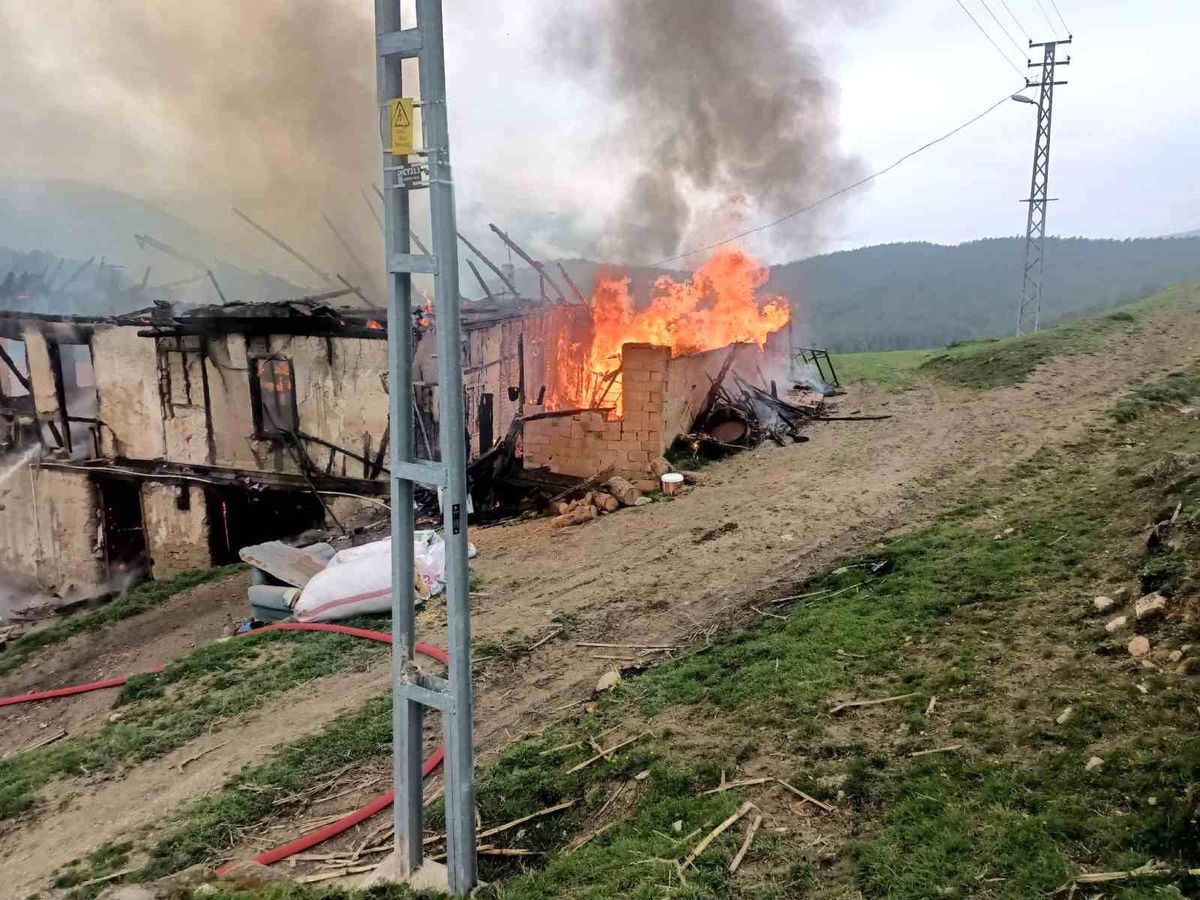 Karabük'te 2 katlı ahşap ev alevlere teslim oldu