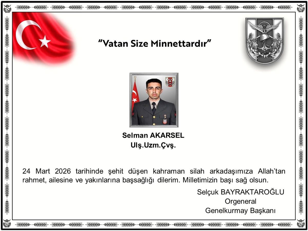MSB: Ağrı'da 1 asker şehit oldu