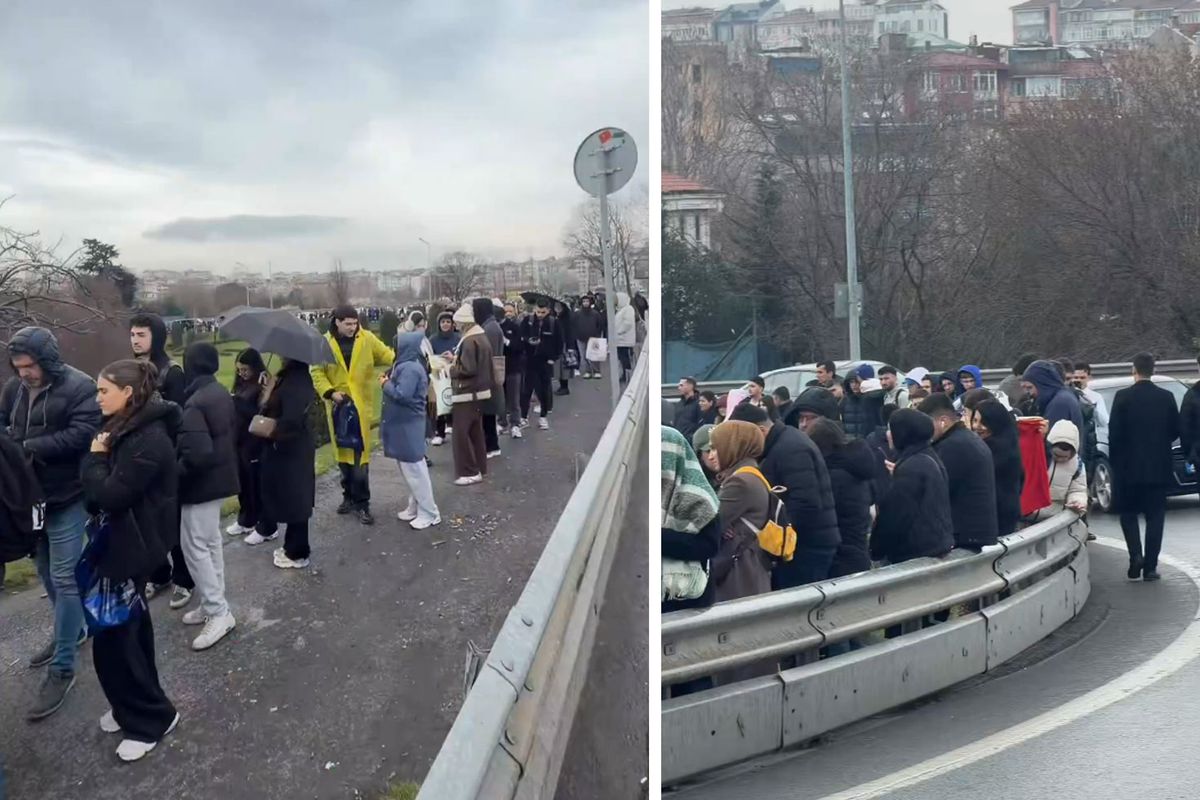 Yağmura çamura aldırmadılar! Ne kuyruğu olduğunu tahmin edemezsiniz