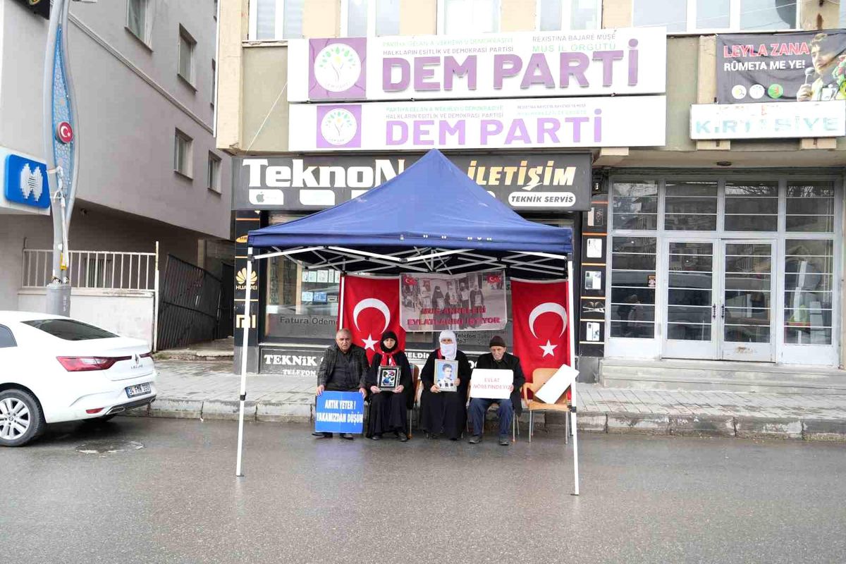 Muş'ta evlat nöbeti devam ediyor