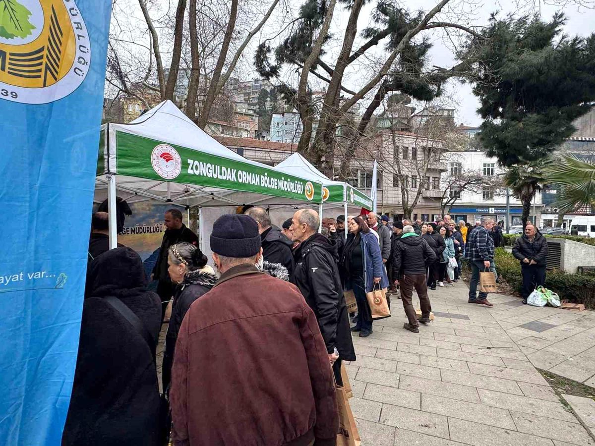 Zonguldak'ta ücretsiz fidan dağıtımı kalabalığa neden oldu