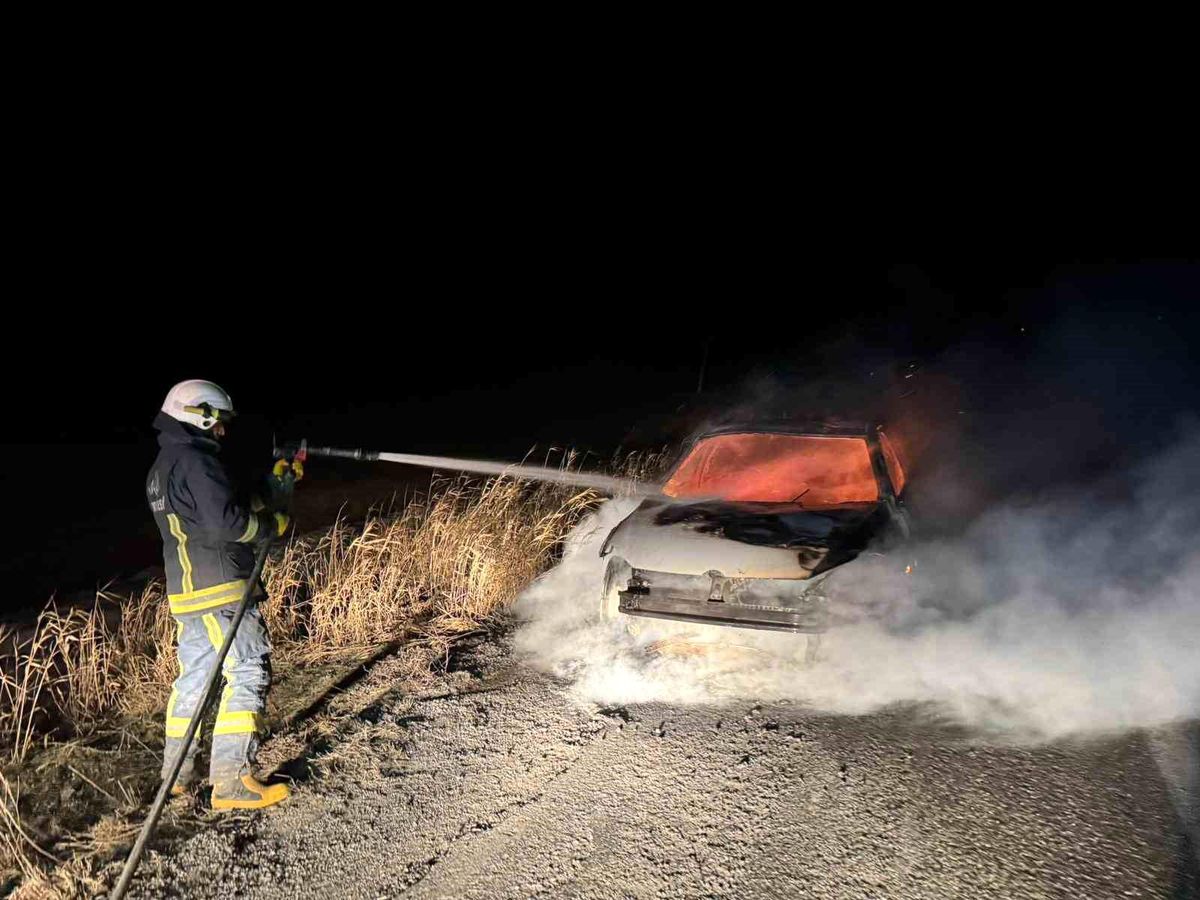 Van'da seyir halindeki otomobil yandı