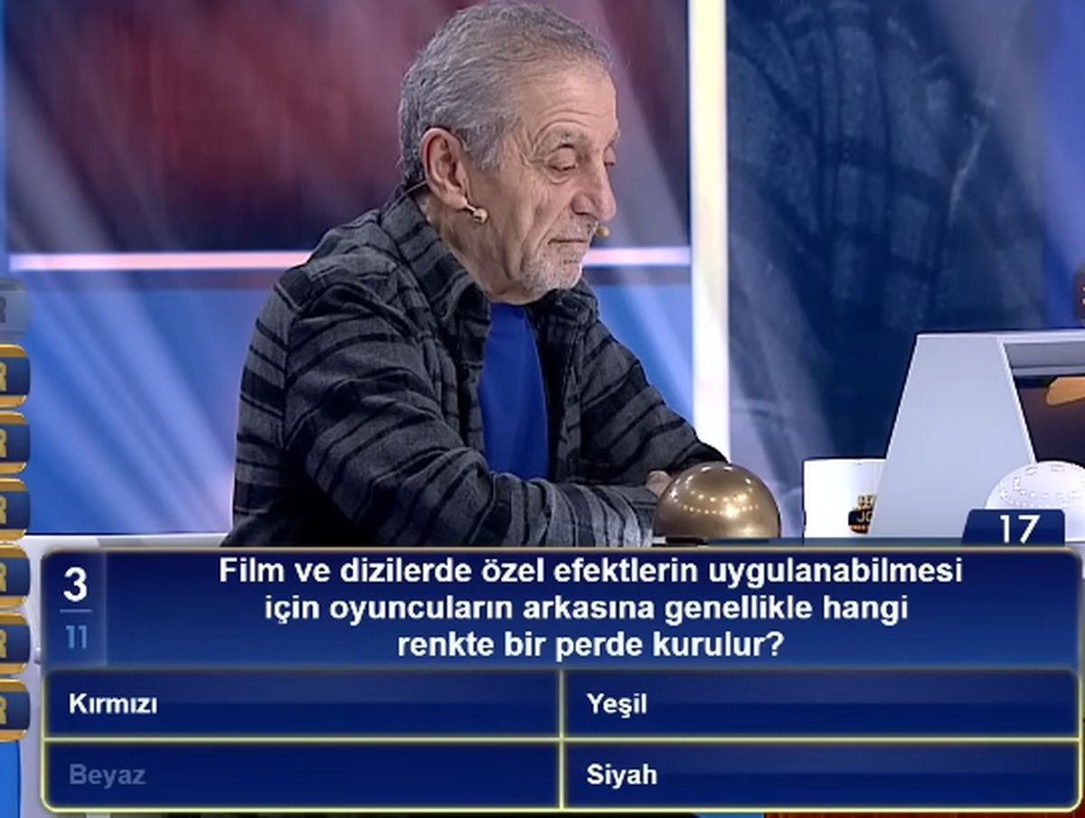 Film ve dizilerde özel efektlerin uygulanabilmesi için oyuncuların arkasına genellikle hangi renkte bir pe...