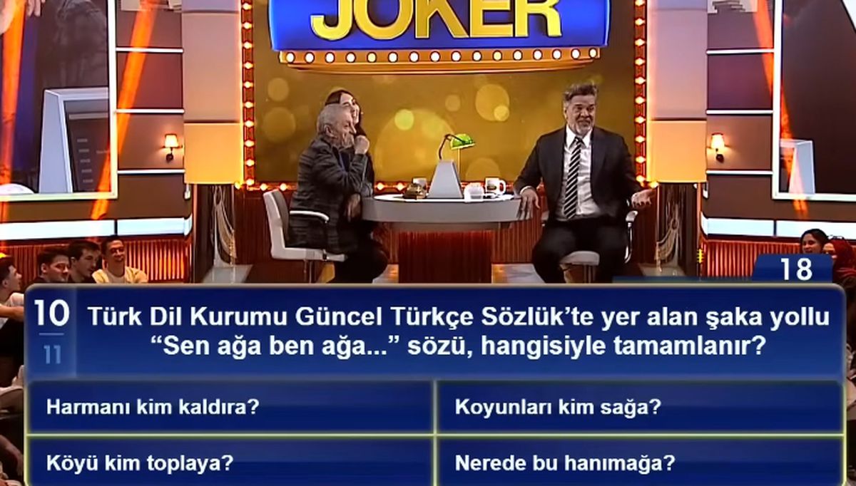 Türk Dil Kurumu Güncel Türkçe Sözlük'te yer alan şaka yollu "Sen ağa ben ağa...” sözü, hangisiyle tamamlanır?