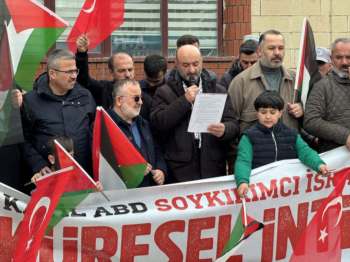 Ardahan'da İsrail'in Filistinli esirler hakkında idamı öngören yasa tasarısı protesto edildi