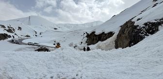 Hakkari'de kayak merkezi yoluna düşen çığ temizlendi