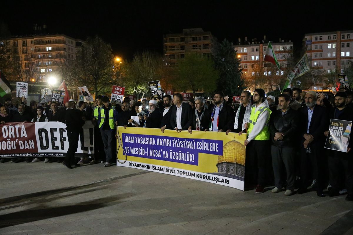 Mescid-i Aksa'nın kapalı tutulması ve İsrail'in çıkardığı idam yasası Diyarbakır'da protesto edildi