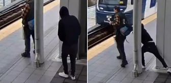 Metro istasyonunda dehşet! Bir anda raylara doğru itti