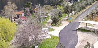 Nallıhan'da mesire yerinin yoluna sıcak asfalt serimi yapıldı