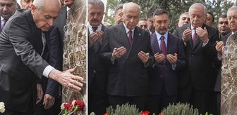 Bahçeli, Alparslan Türkeş'in kabrinde: Fotoğraf karesindeki detay dikkat çekti
