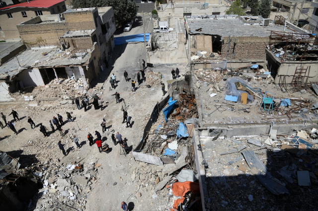 Damage caused after the recent attacks in Karaj, Iran.