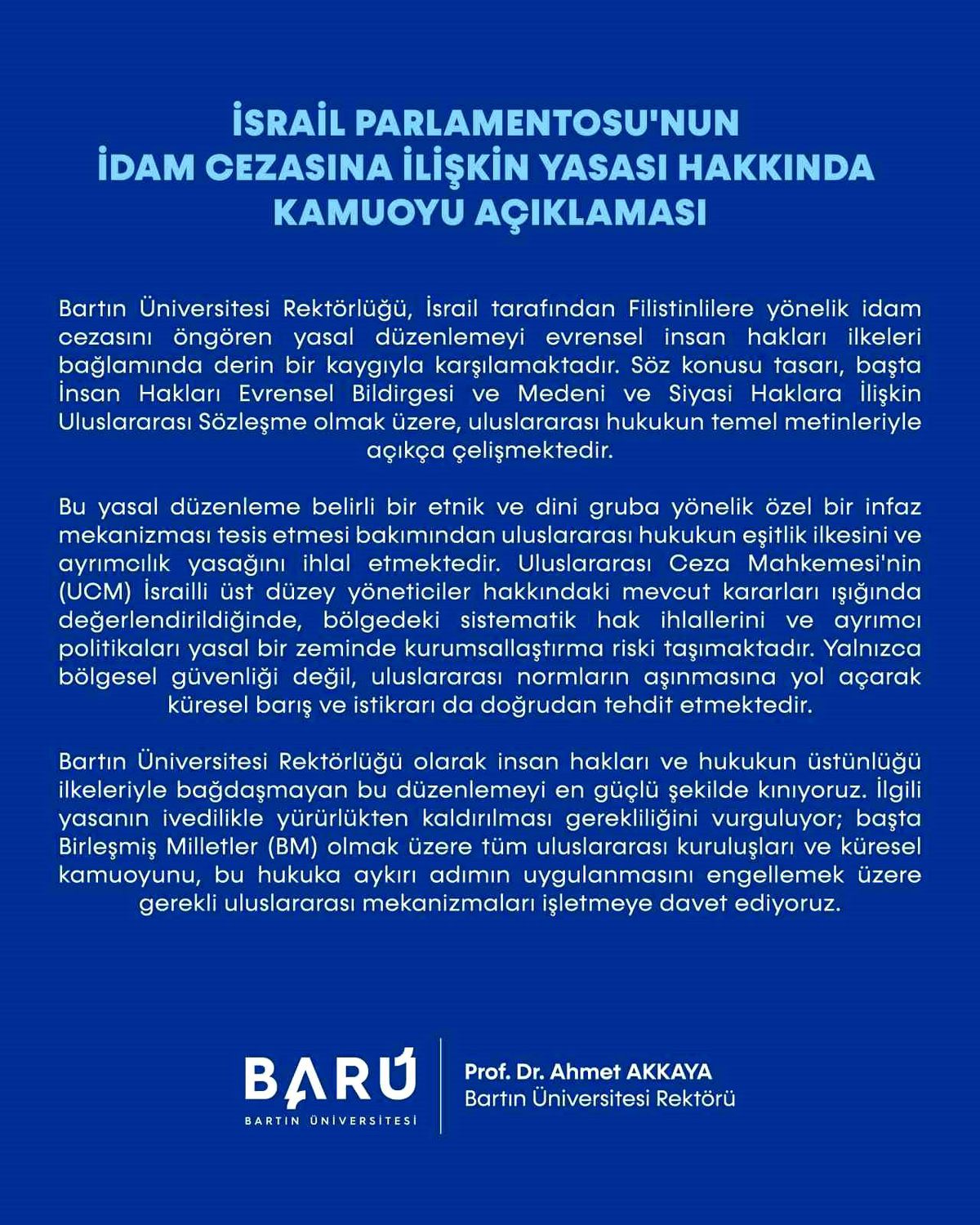 BARÜ'den, İsrail'e yasal düzenleme tepkisi