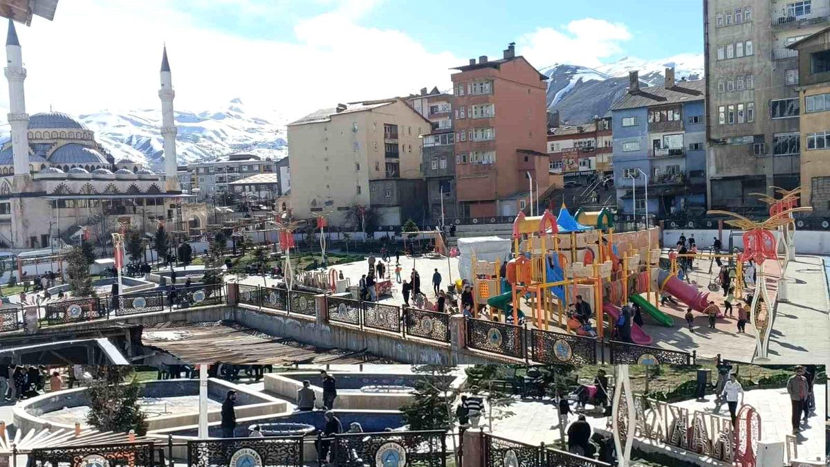 Hakkari güneşli havayı fırsat bilenler parka akın etti