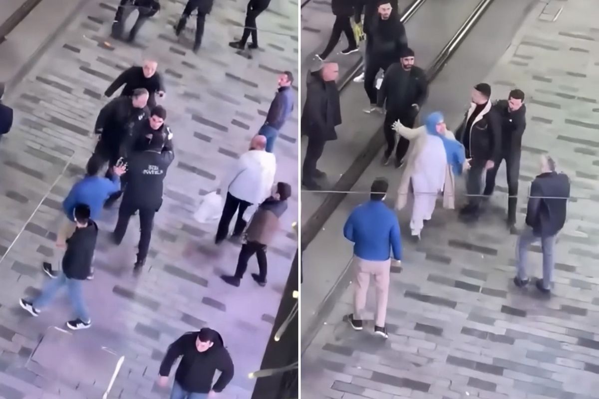 Taksim'de feci kavga! Teyze de dahil olunca ortalık iyice karıştı
