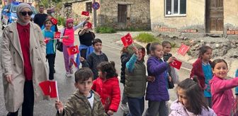 23 Nisan Ulusal Egemenlik ve Çocuk Bayramı Çorum'da köyde 'bayrak yürüyüşü' ile kutlandı