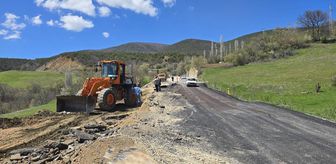 Almus-Tokat kara yolunda bakım çalışması yapılıyor