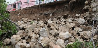 Amasya'da 5 katlı binanın istinat duvarı çöktü