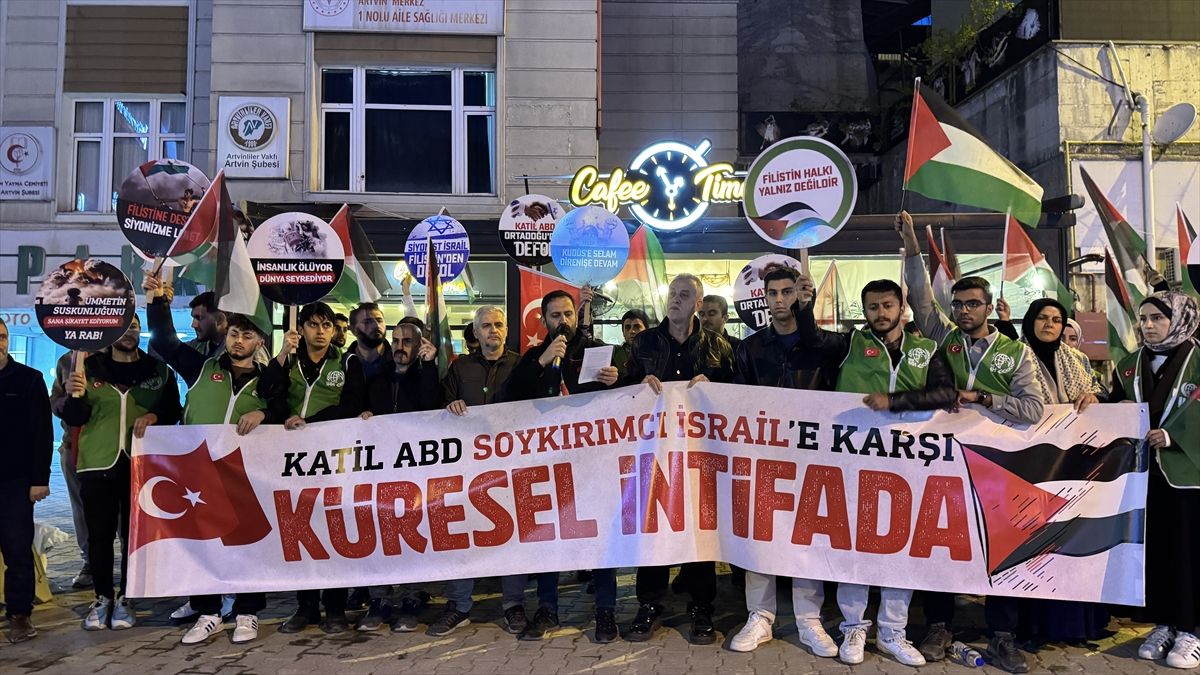 Artvin, Trabzon ve Gümüşhane'de İsrail'in Küresel Sumud Filosu'na saldırısı protesto edildi