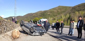 Bingöl'de koyuna çarparak devrilen otomobildeki 3 kişi yaralandı