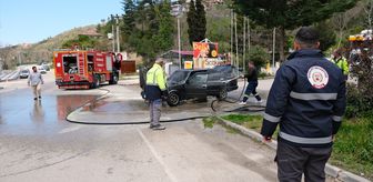 Bozkurt'ta alev alan otomobilde hasar oluştu