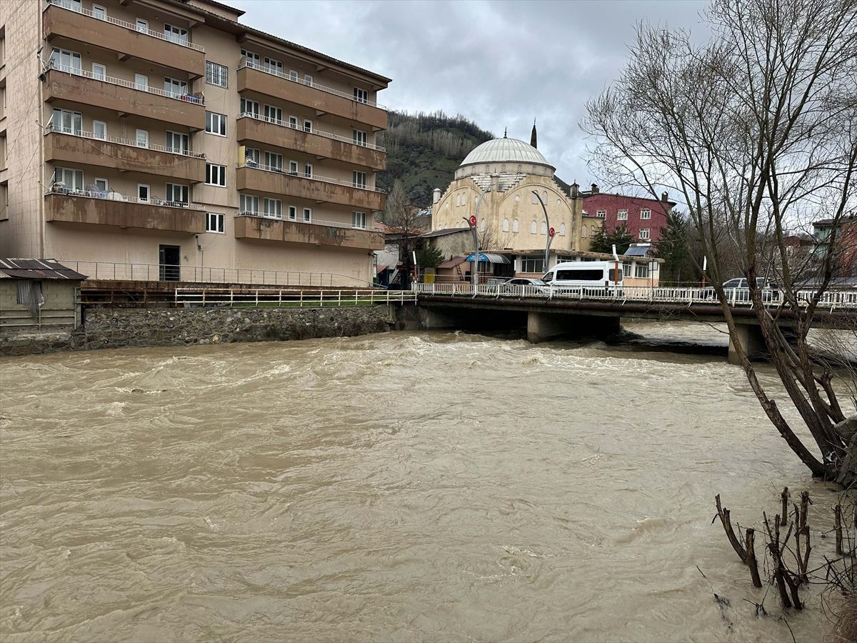 Çatak'ta sağanak nedeniyle derelerin debisi yükseldi