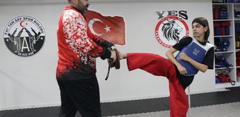 Depremde kaynar suyun dökülmesiyle vücudunda yanıklar oluşan Esma Nur, yaralarını tekvandoyla sarıyor