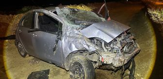 Edirne'de takla atan otomobildeki 2 kişi yaralandı