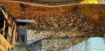 Erzurum İspir'de seyir terasının alt kısmında heyelan meydana geldi