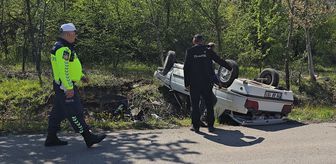 Karabük'te devrilen otomobilin sürücüsü yaralandı