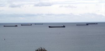 Karadeniz'de beklenen fırtına öncesi yük gemileri Sinop doğal limanına demirledi