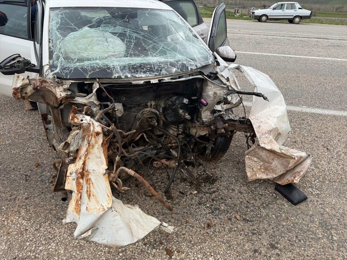Malatya'da tabelaya çarpan otomobildeki 2 kişi yaralandı