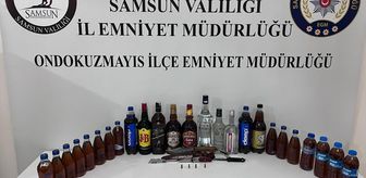 Samsun'da alkollü sürücünün aracından bıçak, fişek ve alkol çıktı