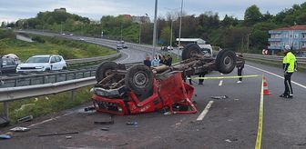 Samsun'da devrilen kamyonetin sürücüsü hayatını kaybetti