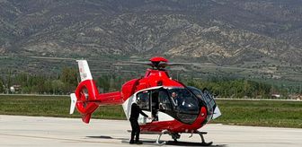 Tokat'ta ambulans helikopter böbrek hastası için havalandı