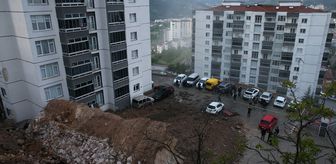 Tokat'ta bir sitenin istinat duvarı çöktü