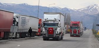 Türkiye'den İran'a tıbbi malzeme taşıyan 6 tır Ağrı'dan sınırı geçti