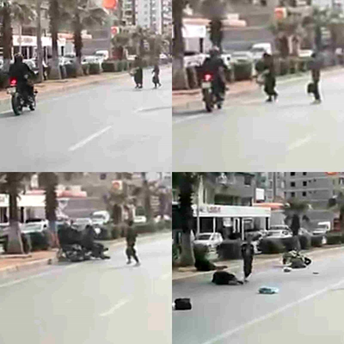 Motosiklet yayaya çarptı, o anlar araç kamerasına yansıdı: 2 yaralı
