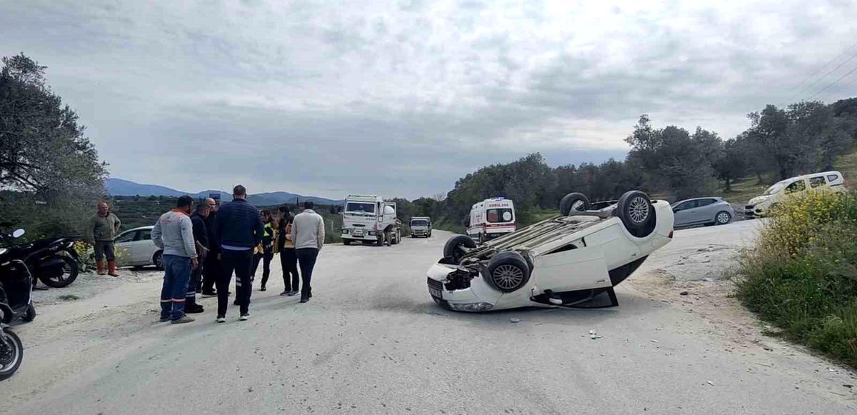 80 yaşındaki sürücü takla atan araçtan sağ çıktı