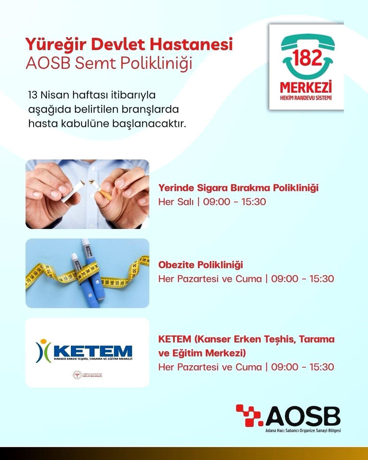 AOSB Semt Polikliniği'nde hizmet yelpazesi genişliyor