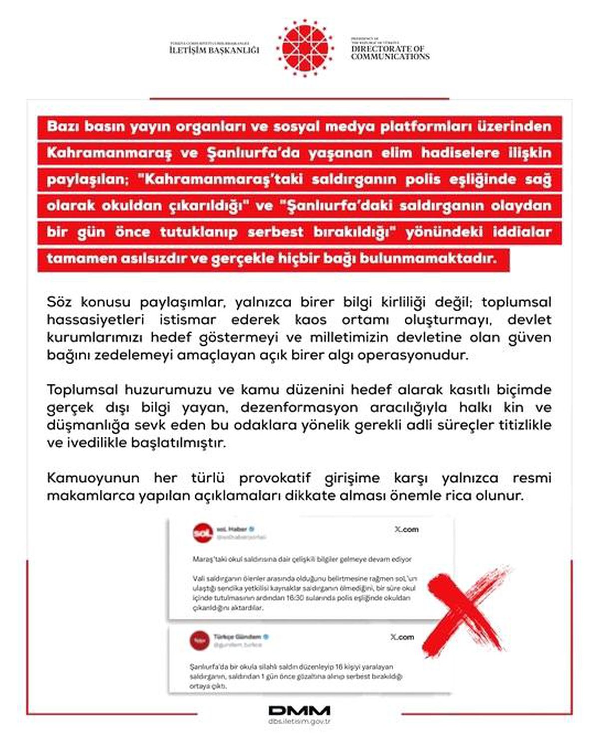DMM'den Kahramanmaraş ve Şanlıurfa'daki saldırılarla ilgili dezenformasyon uyarısı