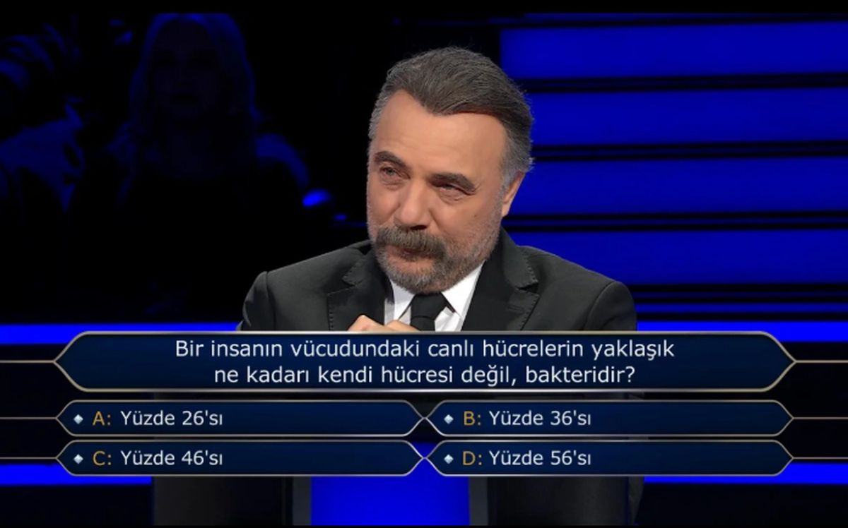 Bir insanın vücudundaki canlı hücrelerin yaklaşık ne kadarı kendi hücresi değil, bakteridir?