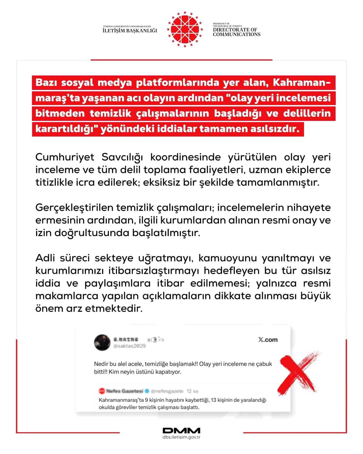 Dezenformasyonla Mücadele Merkezi'nden lisedeki saldırıda 'delillerin karartıldığı' iddiasına yalanlama