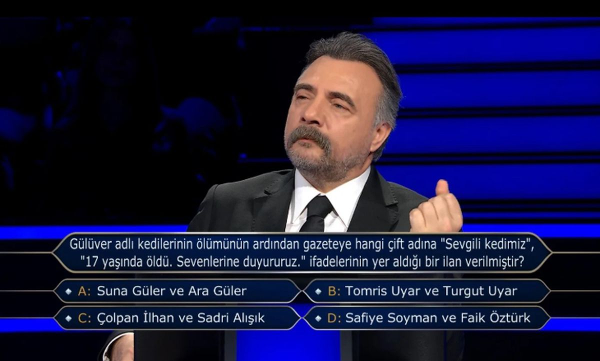 Gülüver adlı kedilerinin ölümünün ardından gazeteye hangi çift adına "Sevgili kedimiz", "17 yaşında öldü. ...